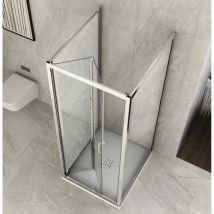 Bricoshop24 - Box Doccia 3 Lati in Cristallo 6 mm Trasparente 2 Lati Fissi ed 1 Porta a Libro Soffietto - Misura Box 3 Lati 65x80x65
