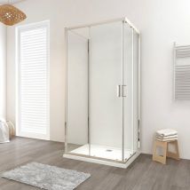 Showerdesign - Box doccia lisbona doppia porta scorrevole quadrata 3 lati 70X70x70 cm altezza 190 cm cristallo 6 mm