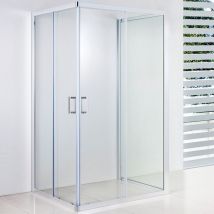 Essence Arredo Bagno - Box doccia 3 lati scorrevole a doppia porta trasparente o stampato 6mm h185 horn, tipo di vetro trasparente, dimensioni