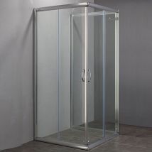 Essence Arredo Bagno - Box doccia 3 lati scorrevole a doppia porta trasparente o stampato 6mm h190 tris, tipo di vetro satinato, dimensioni 70x90x70