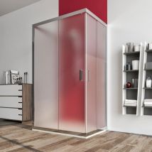Marinelligroup - Box doccia 80X110X80 cabina 3 tre lati scorrevole vetro cristallo opaco satinato anticalcare 6mm Palma