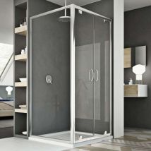 Idralite - Box doccia saloon vetro trasparente h 185 mod. Sintesi Duo 2 Ante 90x110 ap. 110 cm rettangolare