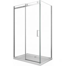 Giorgy - Box doccia 8 mm a 2 lati parete fissa laterale + porta scorrevole reversibile altezza 190 cm 90x140