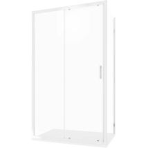 Box Doccia 80x140 Cm Porta Scorrevole E Parete Fissa Profili In Alluminio Cromato Vetro Temperato 6mm Trasparente Con Trattamento Easy-clean H198 - 