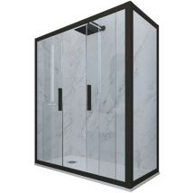 Box doccia 80x160 2 ante scorrevole h 200 Nero Matt Glam Duo