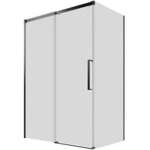 Parama - Box Doccia 90x120 cm Porta Scorrevole con Chiusura Soft-close e Parete Fissa Profili in Alluminio Nero Opaco Vetro 8mm Trasparente con