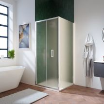Parama - Box Doccia 100x100cm con Apertura a Libro Vetro 6mm Opaco h195 con Trattamento Easy-clean - Reversibile Mod. Aruba