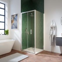Parama - Box Doccia 90x90 cm con Apertura a Libro Vetro 6mm Trasparente h195 con Trattamento Easy-clean - Reversibile cm Mod. Aruba