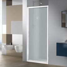 Megius - Box doccia a nicchia Vetro 6mm H195 Live Vetro: Satinato - Profilo: Bianco - Misure: 82-87