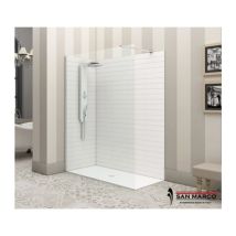 Ferbox - Box Doccia A Parete Fissa Minimal Walk In Cm 70 Spessore 8 Mm Cromato Lucido