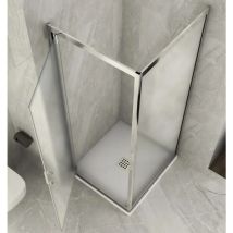 Box Doccia Angolare 1 Anta Fissa Anta Battente 2 Lati Opaco Vetro 6mm Cristallo - Misura Box Angolare 80x65