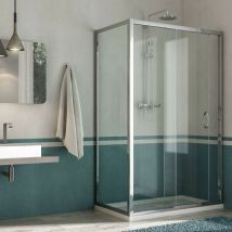 Fosterberg - Box Doccia Angolare 80x120 cm 1 Anta Scorrevole in Cristallo Trasparente 6mm H185 Kolding Duo