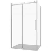 Parama - Box Doccia Angolare 70x120cm Due Ante Scorrevoli Vetro 8mm Trasparente Profili in Alluminio Cromati h195 con Trattamento Easy-clean