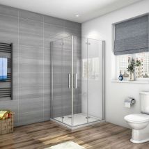 Box Doccia Angolare 195cm Due Porte a Battente Pieghevoli Vetro Temperato Trasparente 6 mm Anticalcare 90x80 cm