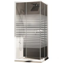 Fosterberg - Box Doccia Angolare 75x90 cm 2 Ante Scorrevoli in Cristallo Serigrafato 4mm H185 Tonder Bianco