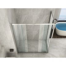 Lineadoccia - Box Doccia Angolare 2 Lati: 1 Porta Scorrevole Centrale ed 1 Fisso in Vetro Trasparente Temperato 6 mm 63.5-65 (fisso) x 153-155