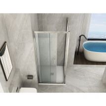 Lineadoccia - Box Doccia Angolare 2 Lati: 1 Porta Scorrevole Laterale ed 1 Fisso in Vetro Trasparente Temperato 6 mm 88.5-90 (fisso) x 98-100 (porta)