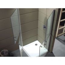 Lineadoccia - Box Doccia Angolare 2 Lati Apertura 2 Ante Battenti Divise in 2 Senza Profili Vetro Trasparente 6 mm 80 (79-80) x 80 (79-80) x H190 cm