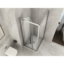 Lineadoccia - Box Doccia Angolare 2 Lati Vetro Opaco Anticalcare Temperato 6 mm 1 Porta Soffietto Pieghevole Libro ed 1 Fisso 73.5-75 (fisso) x 87-90