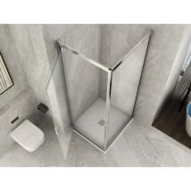 Lineadoccia - Box Doccia Angolare 2 Lati Vetro Opaco Temperato 6 mm 1 Porta Pivotante Battente ed 1 Fisso 73.5-75 (fisso) x 72-75 (porta) x h190