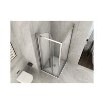 Lineadoccia - Box Doccia Angolare 2 Lati Vetro Trasparente Anticalcare Temperato 6 mm 1 Porta Soffietto Pieghevole Libro ed 1 Fisso 78.5-80 (fisso) x