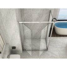 Lineadoccia - Box Doccia Angolare 2 Lati Vetro Trasparente Temperato 6 mm 1 Porta Saloon Western ed 1 Fisso 73.5-75 (fisso) x 117-120 (porta) x h190