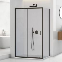 Inbagno - Box doccia angolare 80x140 cm scorrevole con profilo nero opaco Tay