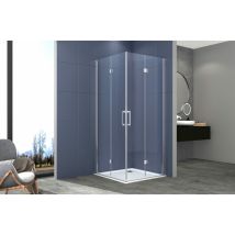 Tacoshop - Box doccia angolare 80x80 cm apertura due porte soffietto H200 cm cristalli trasparente 6mm profilo cromato elio