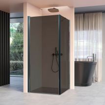 Olimpo Docce - Box doccia angolare con porta battente fume salema, seleziona misura 70x90