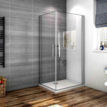 Box Doccia Angolare Due Porte a Battente Rotazione di 180 Gradi Vetro da 6 mm Temperato Anticalcare 90x90x195cm