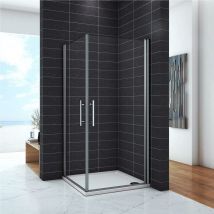 Box Doccia Angolare Due Porte a Battente Rotazione di 180 Gradi in Vetro Temperato Anticalcare 6 mm 80x80x187 cm