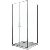 Giorgy - Box doccia angolare parete fissa e porta battente tipo saloon vetro 6 mm reversibile misura 67,5-70 anta fissa + porte 72-75