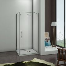 Aica Italy - Box Doccia Angolare Porta Battente con Paretina Fissa Cristallo 6 mm Temperato Anticalcare Trasparente Cromo Lucido 90x90x195 cm