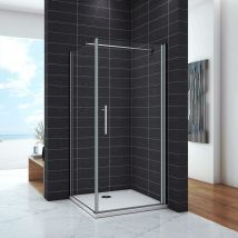 Box Doccia Angolare 187 cm Porta Battente Fissa Parete Laterale in Vetro 6mm Temperato Anticalcare con 140cm Barra Stabilizzatrice Orizzontale