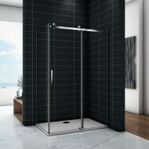 Box Doccia Angolare Porta Scorrevole alta 195cm Vetro Temperato Trasparente 8mm Anticalcare 140x90 cm Telai Alluminio Cromato Lucido