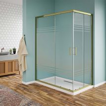 Altro - Box doccia angolare profili gold in vetro temperato fasciato 6mm H190 80x120 - Oro gold