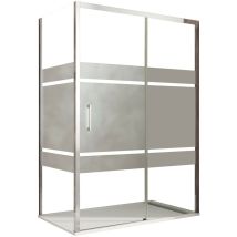 Olimpo Docce - Box Doccia Angolare Scorrevole Serigrafato Con Lato Fisso H195cm 8mm Aktual Frost, Misura 70x140