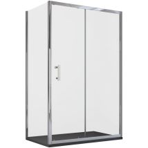 Olimpo Docce - Box doccia angolare scorrevole trasparente con lato fisso h190cm 6mm big, seleziona misura 80x140
