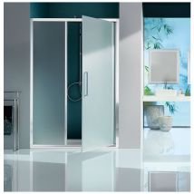 Samo - Box doccia anta battente Vetro 6mm-H200 - Europa Vetro: Trasparente - Misure: 126-132 - Profilo: Bianco