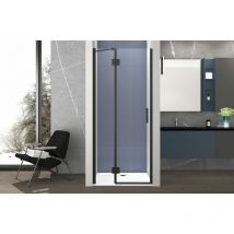 Tacoshop - Box doccia 90 cm anta singola ad un battente per nicchia H200 cm cristallo anticalcare trasparente 6mm profilo nero opaco olly