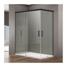 Box doccia apertura angolare BASIC BLACK Estensione 1: 115-120 / Estensione 2: 80-85
