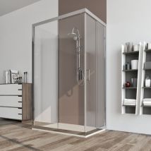 Marinelligroup - Box doccia 80X140X80 cabina 3 tre lati scorrevole vetro cristallo trasparente anticalcare 6mm Palma