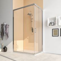 Marinelligroup - Box doccia 80X140 cabina angolare scorrevole vetro cristallo trasparente anticalcare 6mm Acacia
