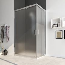 Box doccia 130X140 cabina angolare scorrevole vetro cristallo OPACO SATINATO anticalcare 6mm Acacia