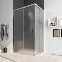 Box doccia 80X110 cabina angolare scorrevole vetro cristallo OPACO SATINATO anticalcare 6mm Acacia