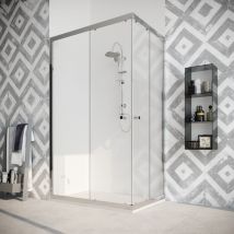 Marinelligroup - Box doccia 70X70 cabina angolare scorrevole vetro cristallo trasparente anticalcare 8mm Quercia