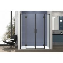 Tacoshop - Nicchia Doccia 240 cm Saloon doppio battente Cristallo Temperato 6mm Profilo nero opaco H200 cm lena