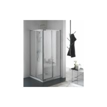 Box Doccia Due Lati Scorrevole In Pvc E Alluminio H185cm Merbo Ribro Argento Satinato,62/72x80/90 Cm