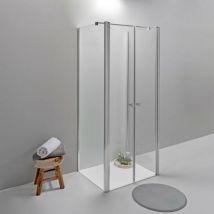 Elite - box doccia tre lati 80x80x80 cm apertura saloon trasparente