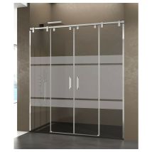 GME - Box doccia futura 2 fissi + 2 scorrevoli, Finiture: Frost - Estensione: 132 a 142 cm